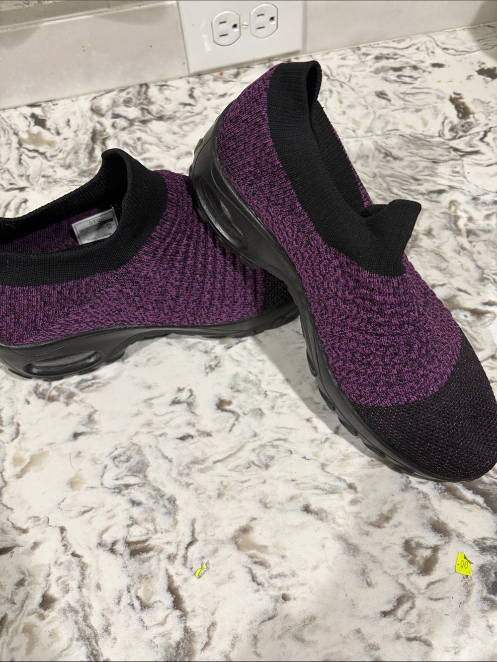 Slip-On Knit Walking Sneakers - Purple & Black